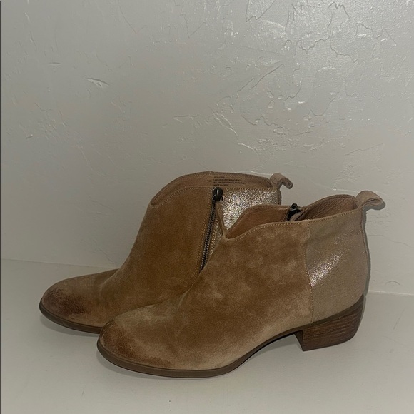 Sofft Gold and Tan Ankle Booties with Suede Finish - Picture 3 of 7